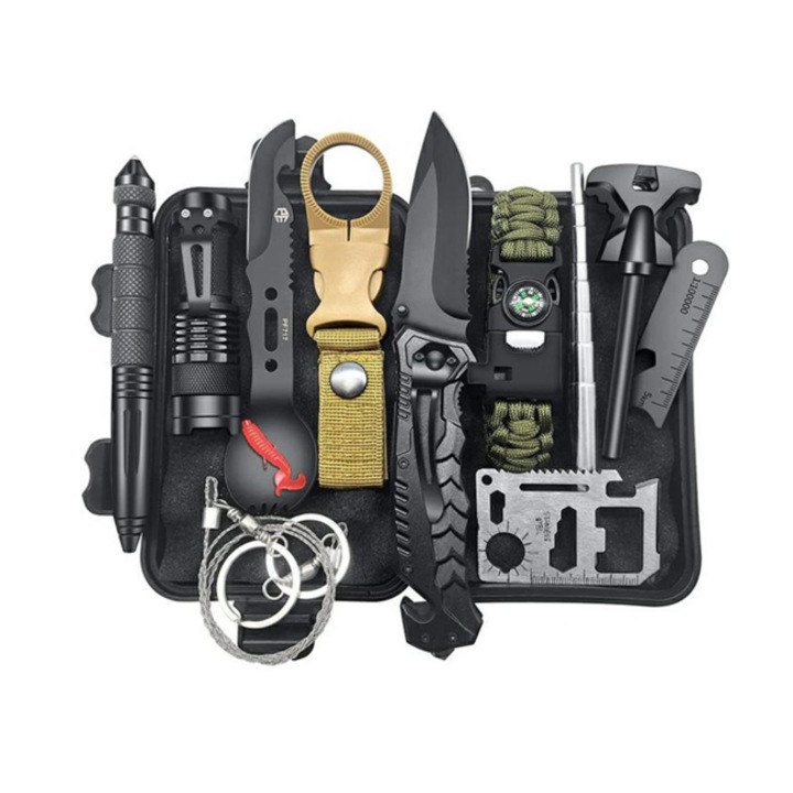 Kit de supravietuire turistic multifunctional camping, vanatoare, pescuit, 12 piese