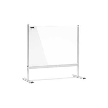 Panou de protectie pentru birou fata dubla acrilic transparent suport metalic 80x65cm Panou de protectie pentru birou fata dubla acrilic transparent suport metalic 80x65cm