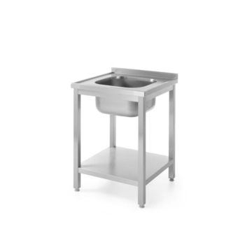 Masa cu chiuveta si polita, din inox AISI 304, 600x600x (H) 850 mm Revolution by Hendi Masa cu chiuveta si polita, din inox AISI 304, 600x600x (H) 850 mm Revolution by Hendi