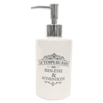 Distribuitor de sapun lichid VINTAGE, alb cu imprimeu negru, 250 ml Distribuitor de sapun lichid VINTAGE, alb cu imprimeu negru, 250 ml