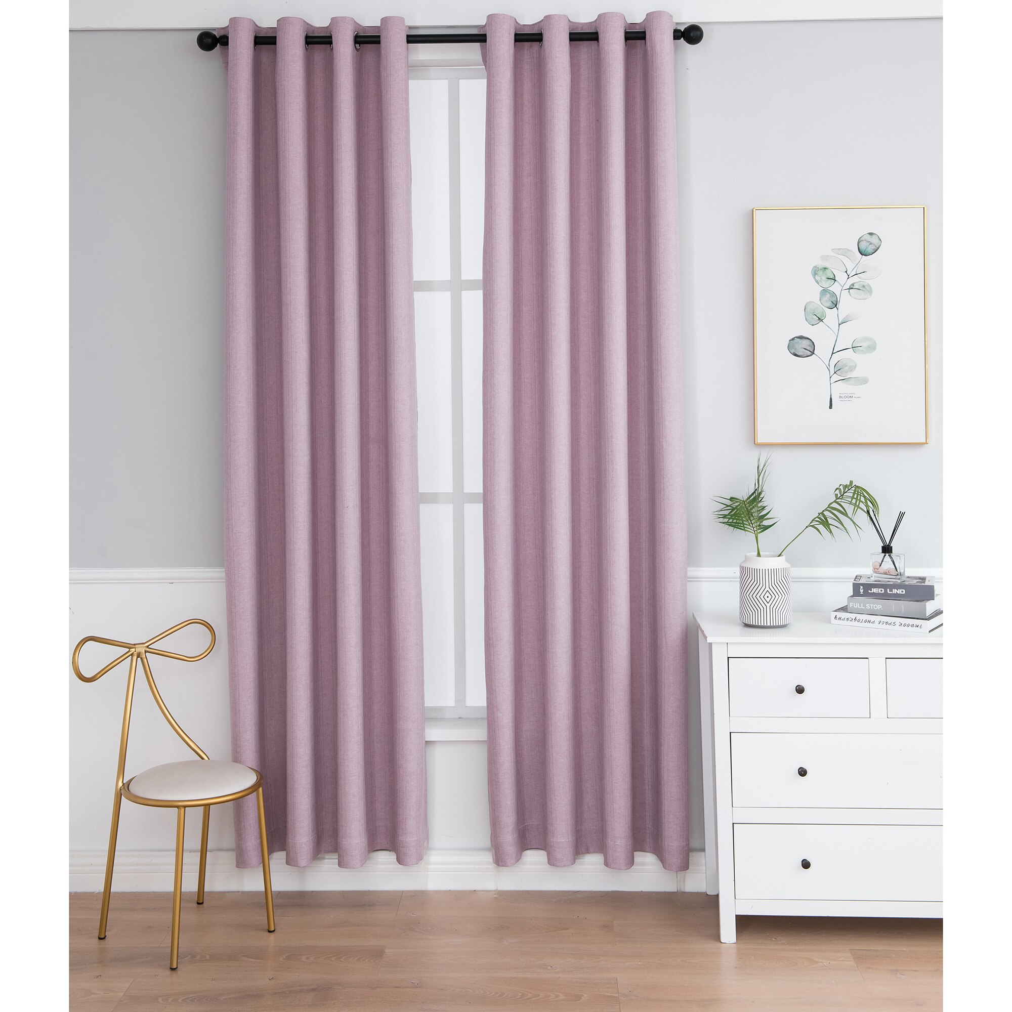 Set draperii Kring Confort, 2 * 140x245 cm, Poliester, prindere pe inele, Violet