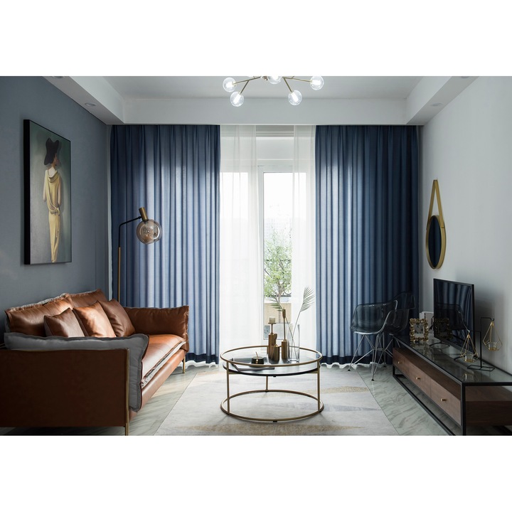 Комплект пердета Kring Shine, 2 * 140x245 см, Полиестер, Тъмносин