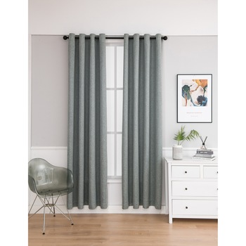 Set draperii Kring Harmony, 2 * 140x245 cm, Poliester, prindere pe inele, Gri/Verde Set draperii Kring Harmony, 2 * 140x245 cm, Poliester, prindere pe inele, Gri/Verde
