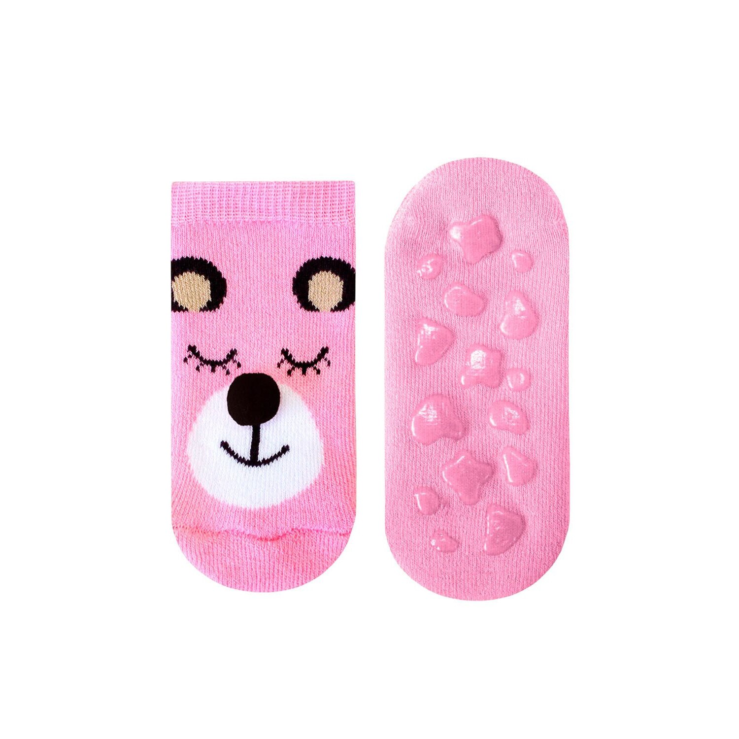 Sosete copii haioase, flausate si antiderapante, Bchk 3063, Roz