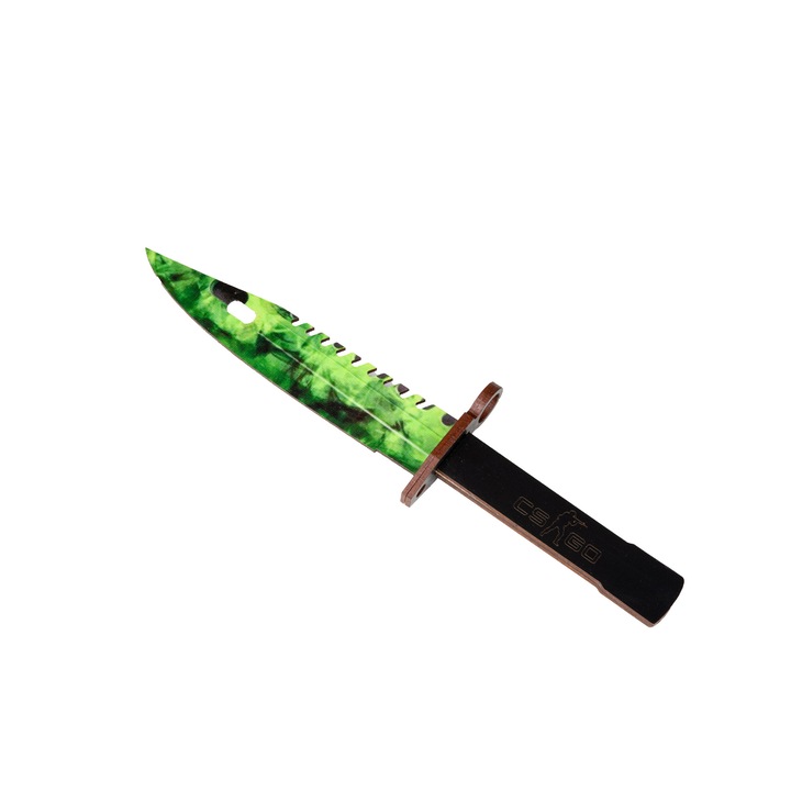 Cutit CSGO M9 Bayonet din lemn model Green Fire, multicolor, 26x3 cm