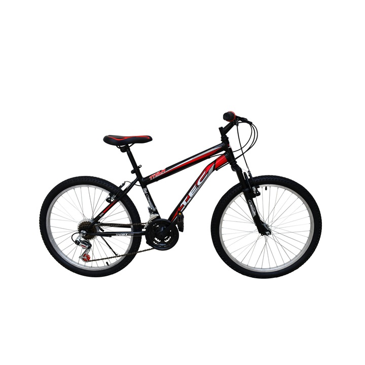 Bicicleta MTB copii Tec Blue, suspensie fata, roata 24", culoare rosu