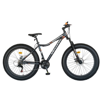 Bicicleta Fat-Bike VELORS Wolf 2.6, Marime Cadru 18 inch, Shimano Tourney 21 Viteze, Roti 26 Inch, Frane pe Disc, Gri lucios cu Design Portocaliu Bicicleta Fat-Bike VELORS Wolf 2.6, Marime Cadru 18 inch, Shimano Tourney 21 Viteze, Roti 26 Inch, Frane pe Disc, Gri lucios cu Design Portocaliu