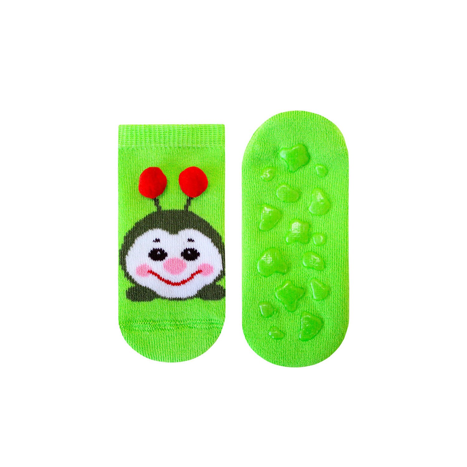 Sosete copii haioase, flausate si antiderapante, Bchk 3063, Verde