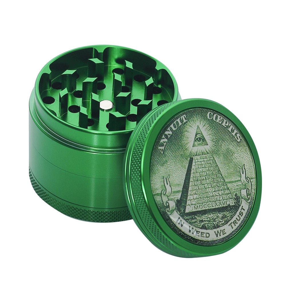 Grinder tutun plante, Black Leaf In Weed We Trust, aluminiu verde