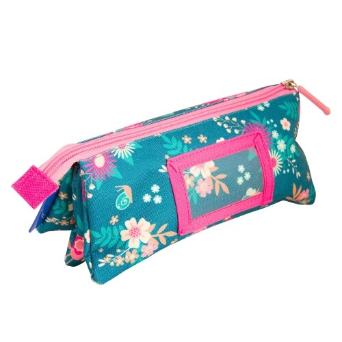 Penar pentru materiale scolare Imaginarium Blossom Case cu 3 compartimente si suport pentru card de nume