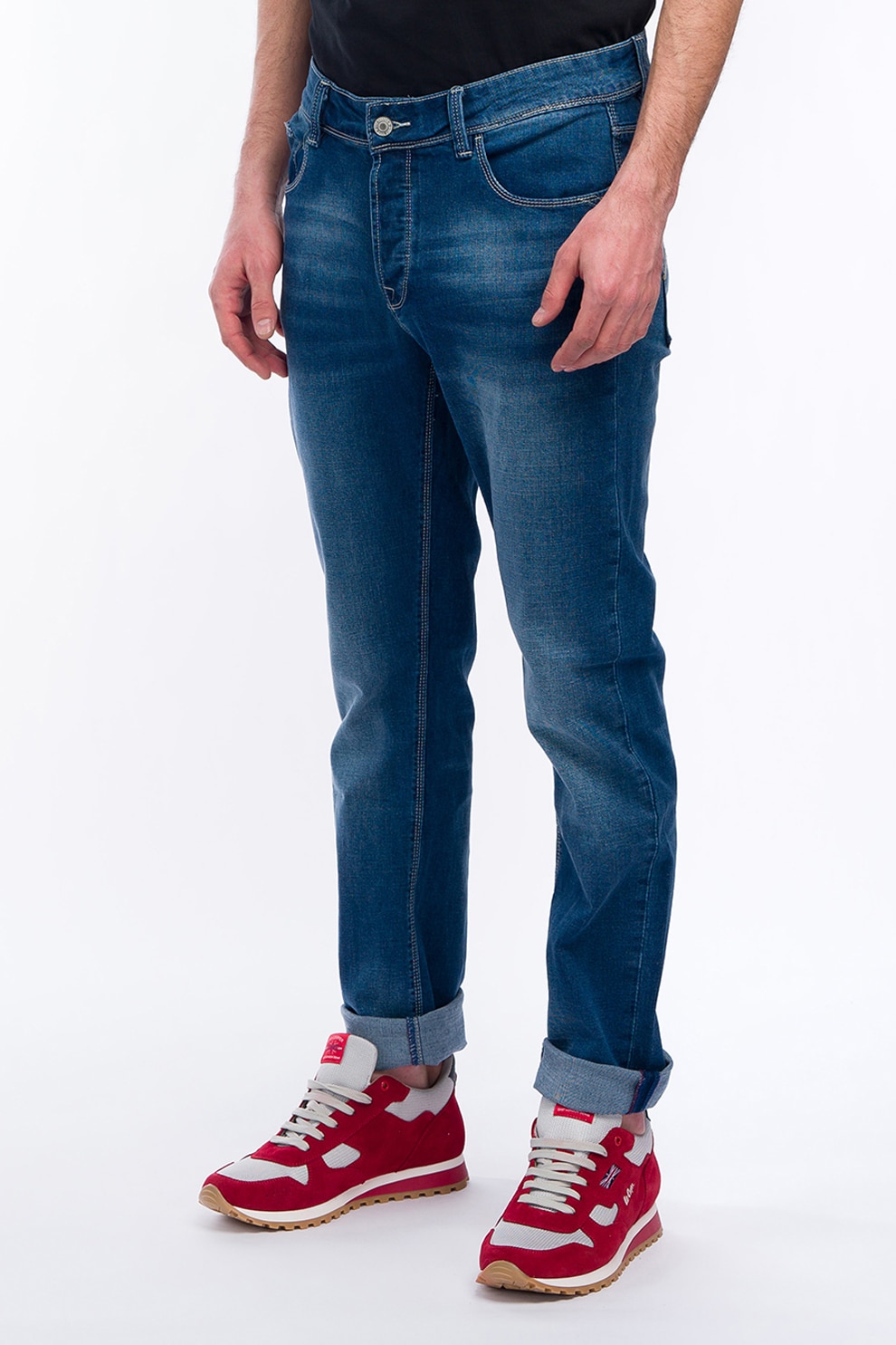 Lee Cooper, Blugi slim fit cu aspect decolorat, Bleumarin