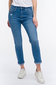 Lee Cooper, Blugi slim fit cu aspect deteriorat, Albastru deschis, W24-L32 Lee Cooper, Blugi slim fit cu aspect deteriorat, Albastru deschis, W24-L32