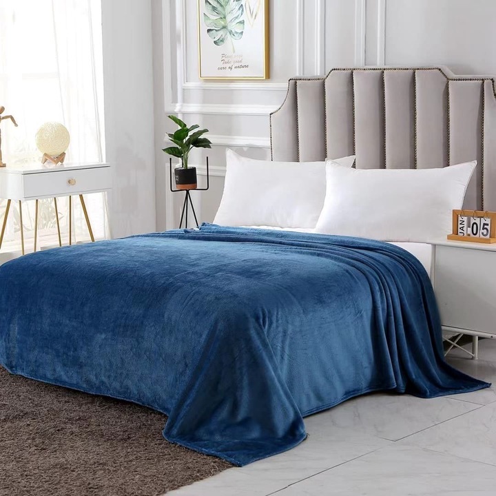 Patura Cocolino, Pentru Pat, 100% Polister, Culoare Albastru, Dimensiune 200 x 230cm