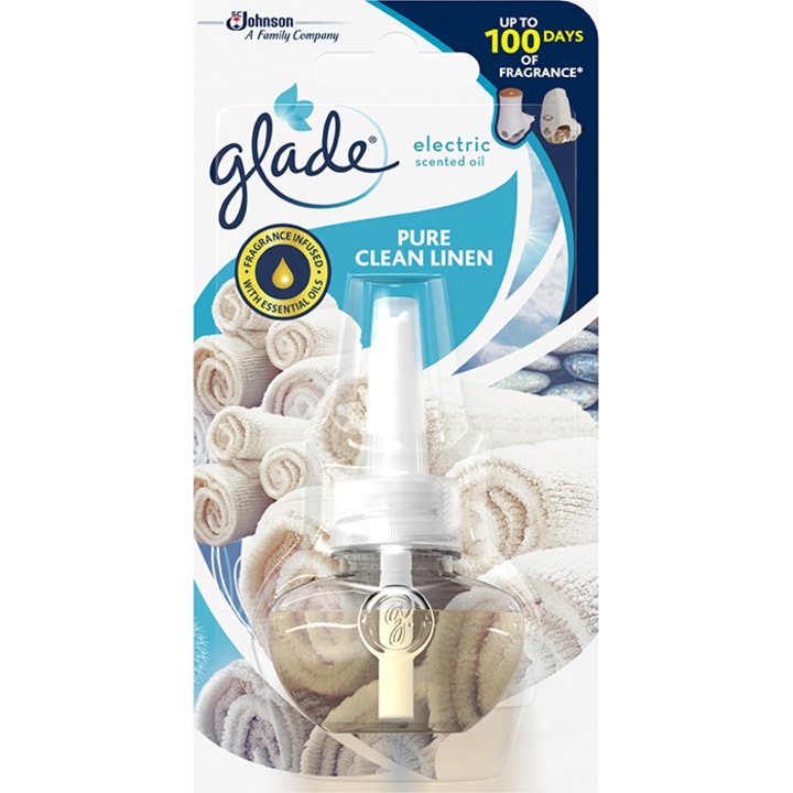 Резерва за електрически ароматизатор за стая Glade Clean Linen, 20 мл