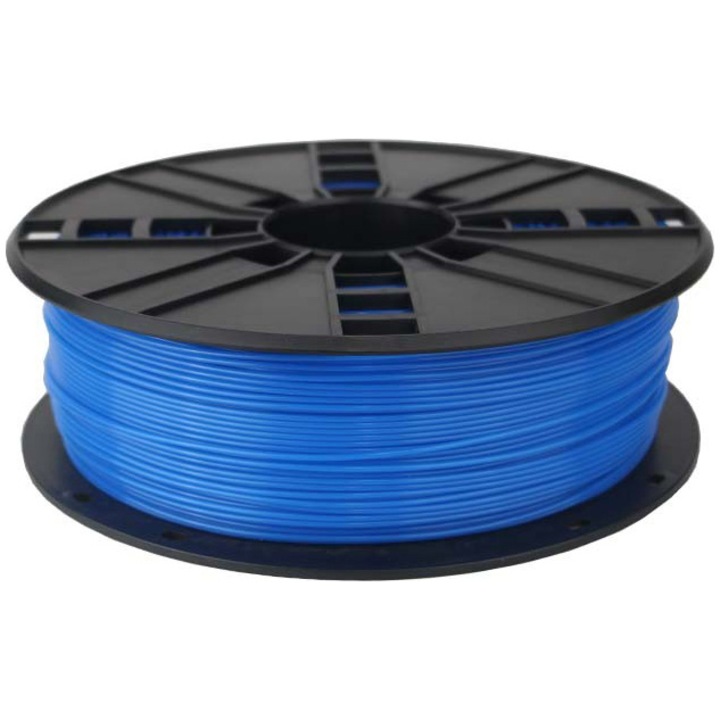 Filament Gembird pentru imprimanta 3D, PLA, 1.75mm diamentru, 1Kg / bobina, aprox. 330m, topire 190-220 °C, Albastru fluorescent