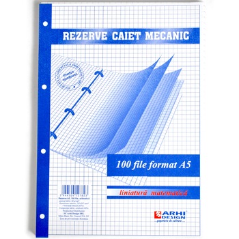 Rezerva caiet mecanic Arhi Design, Matematica, A5, 100 file Rezerva caiet mecanic Arhi Design, Matematica, A5, 100 file