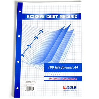 Rezerva caiet mecanic Arhi Design, Matematica, A4, 100 file Rezerva caiet mecanic Arhi Design, Matematica, A4, 100 file