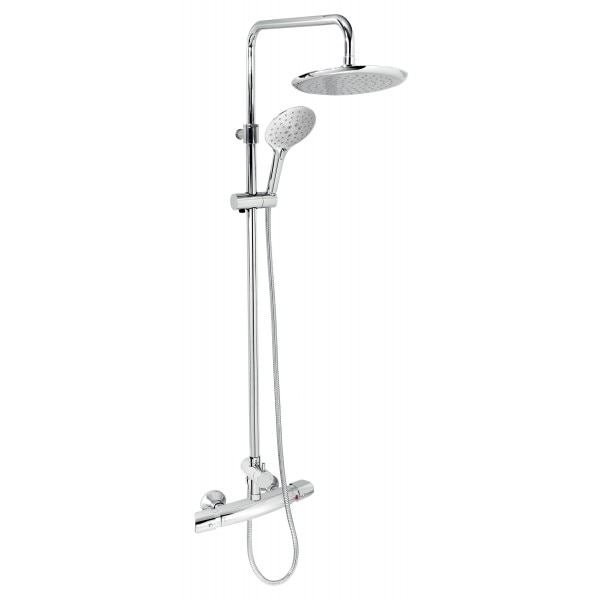 Baterie dus termostatica cu set dus fix si para dus mobila, Ferro Metalia, set 2 in 1, crom
