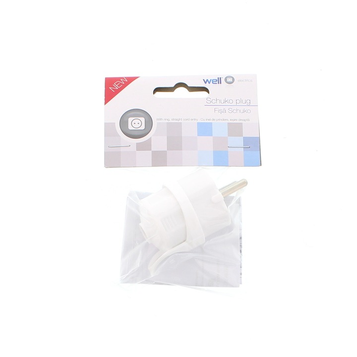 Stecher Shuko cu inel de prindere iesire dreapta culoare alb, Well