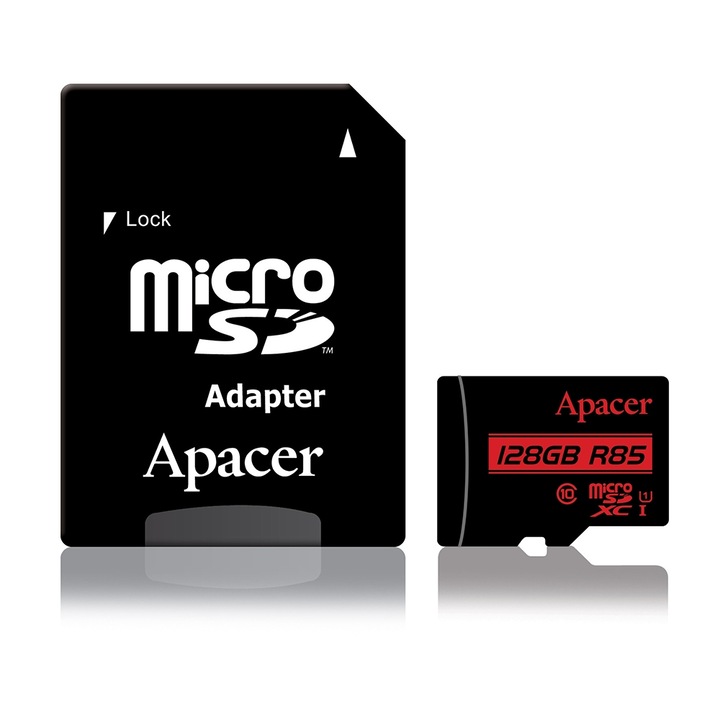 Карта памет Apacer, микро SDXC UHS-I, 128GB, клас 10 с SD адаптер