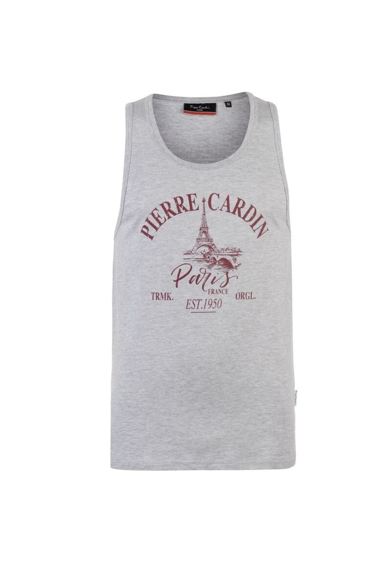 Pierre Cardin, Maiou barbati, Print Vest, Logo, Bumbac, L, Gri