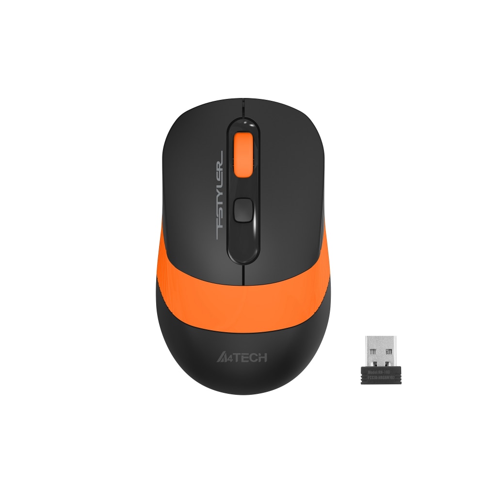 Mouse optic A4tech FG10S Fstyler, Wireless, Negru/Portocaliu
