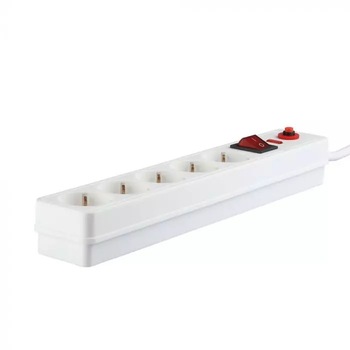Prelungitor V-TAC 8818, 5 prize, cu protectie supratensiune, intrerupator iluminat, cablu 3G1.5mm, 1.4, Alb Prelungitor V-TAC 8818, 5 prize, cu protectie supratensiune, intrerupator iluminat, cablu 3G1.5mm, 1.4, Alb