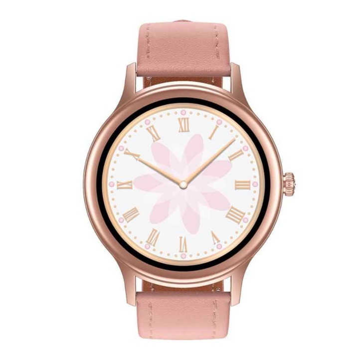 Smartwatch Slim DT66, Full Color OLED display, Известия за обаждания/SMS/Whatsapp/Facebook, Мониторинг на кислород в кръвта, пулс, Множество интерфейси, Спортни режими, различни функции, Rose gold