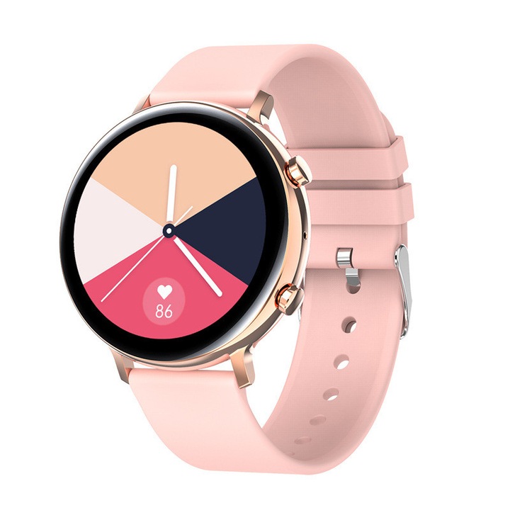 Smartwatch GW33, Full Color OLED display, Известия за обаждания/SMS/Whatsapp/Facebook, Кислород в кръвта, Мониторинг на пулса и сърдечния ритъм, Множество интерфейси, Спортни режими, различни функции, Rose gold