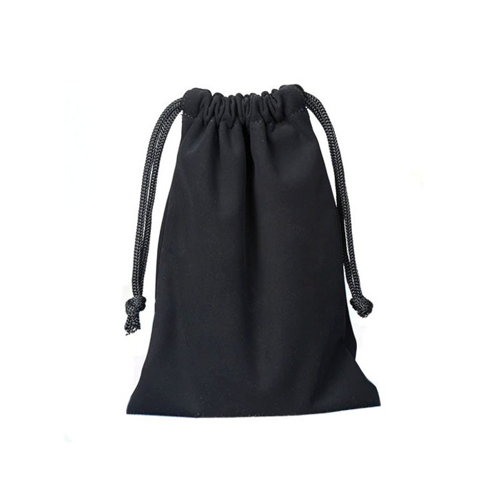 Golden Case Ajándékzacskó, 4 db-os szett, textil anyagból, zsinórral, 12 x 7 cm, Fekete