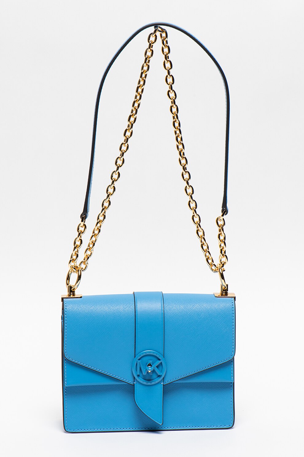 Michael Kors, Geanta din piele cu bareta convertibila de umar Greenwich, Albastru lavanda