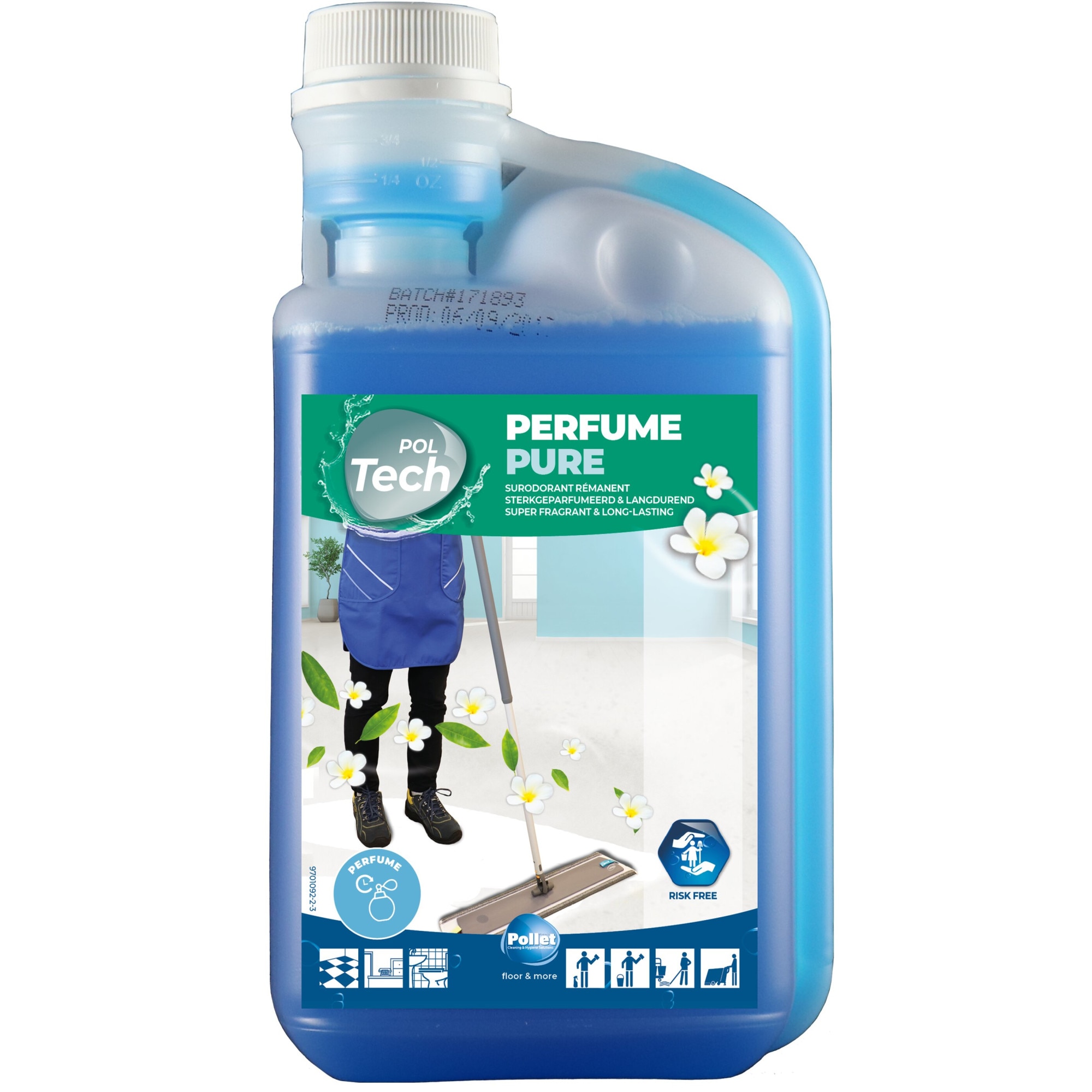 Detergent parfumat concentrat pentru pardoseli si suprafete, Poltech Pure, flacon 1 litru