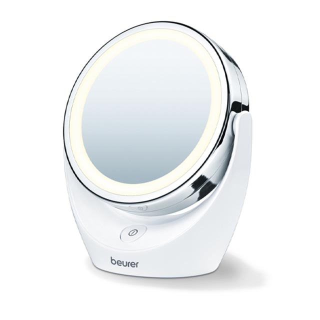 Oglinda cosmetica Beurer, Zoom 5x, Iluminare LED, Diametru 11 cm, Alb