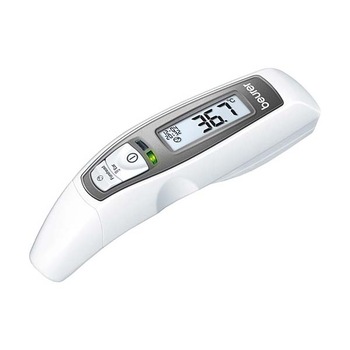 Termometru multifunctional pentru frunte Beurer, Functie 7 in 1, Oprire automata, Alb/Gri Termometru multifunctional pentru frunte Beurer, Functie 7 in 1, Oprire automata, Alb/Gri