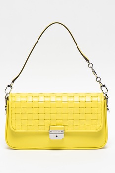 Michael Kors, Geanta crossbody de piele cu maner detasabil Bradshaw, Galben Michael Kors, Geanta crossbody de piele cu maner detasabil Bradshaw, Galben