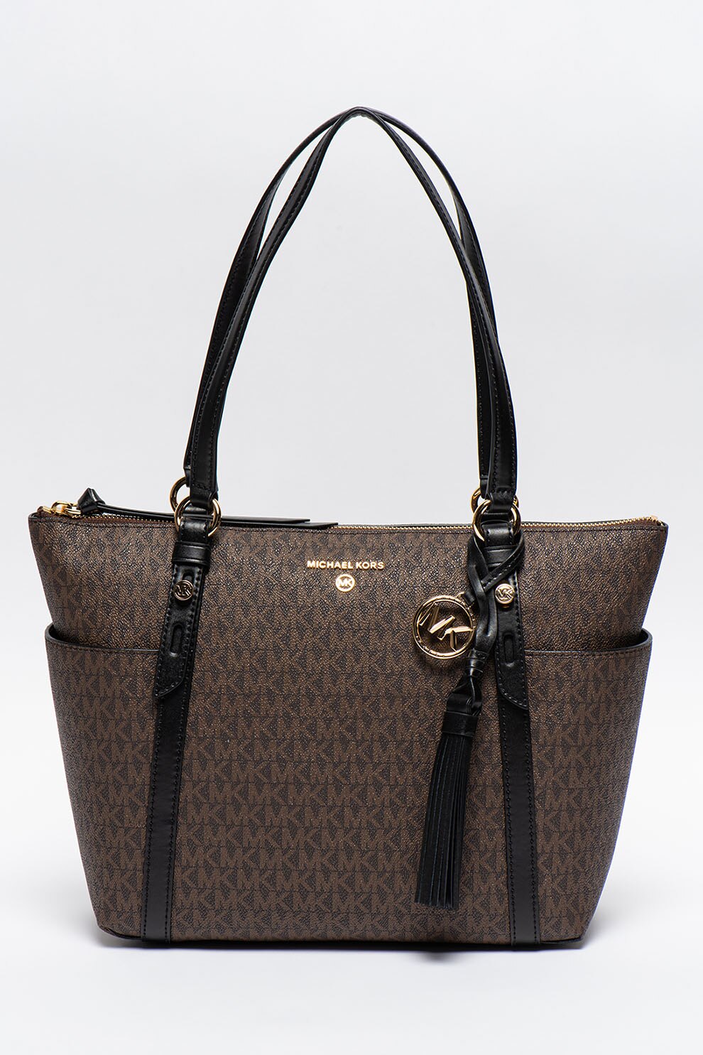 Michael Kors, Geanta shopper de piele ecologica cu imprimeu logo Sullivan, Maro