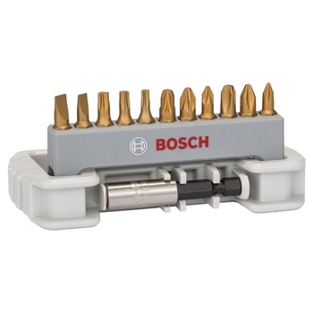 Set 12 accesorii pentru insurubare, biti Bosch Titanium + adaptor magnetic Set 12 accesorii pentru insurubare, biti Bosch Titanium + adaptor magnetic
