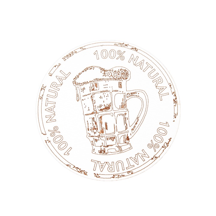 Set suport coaster + 6 suporturi pentru pahare model 14, lemn, alb, 10 cm