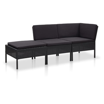 Set mobilier de gradina 3 piese sezlong si masa, vidaXL, Poliratan, 57 x 69 x 67 cm, Negru Set mobilier de gradina 3 piese sezlong si masa, vidaXL, Poliratan, 57 x 69 x 67 cm, Negru