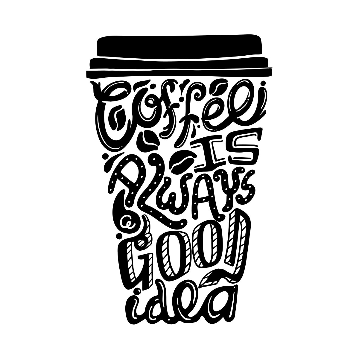 Sticker Autocolant Decorativ Perete Cafea, 73×47 cm, Negru, Oracal