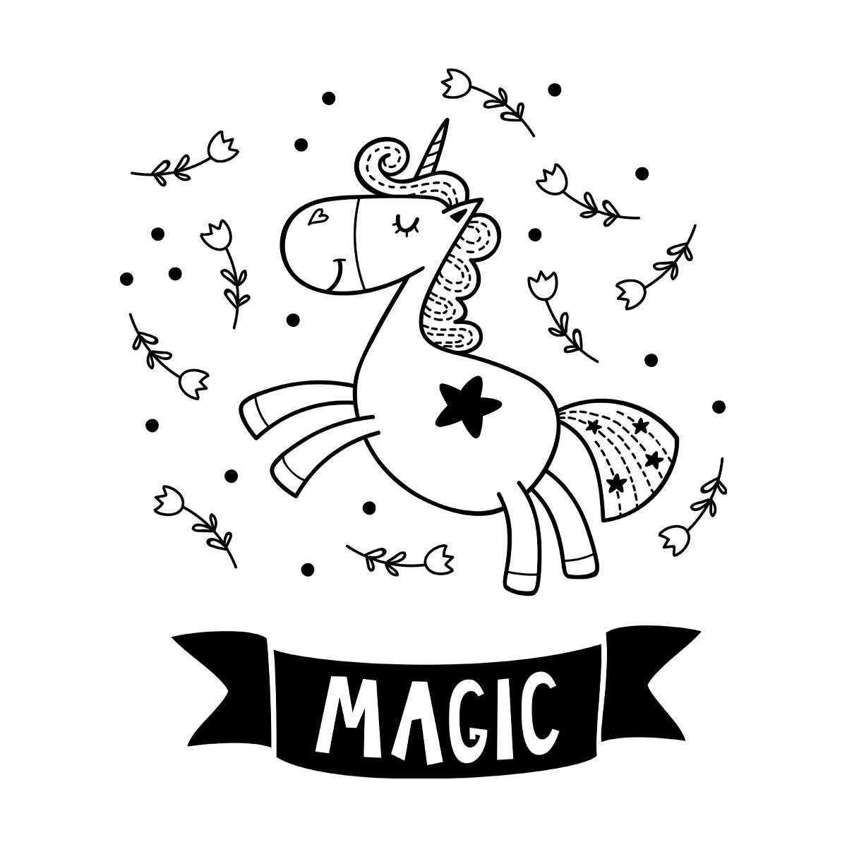 Sticker Autocolant Decorativ Unicorn Magic, 55×47 cm, Alb, Oracal