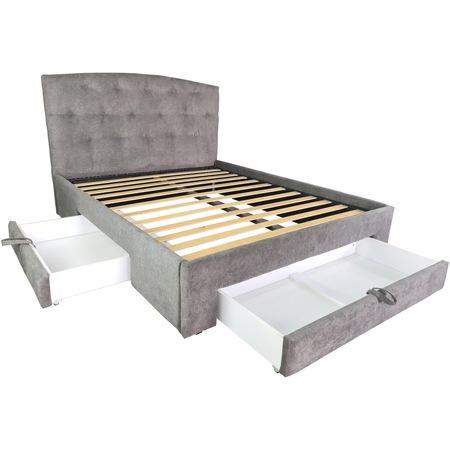 Pat Kring Idaho, 160x200, include somiera, sertar fata/ sertar lateral, culoare gri