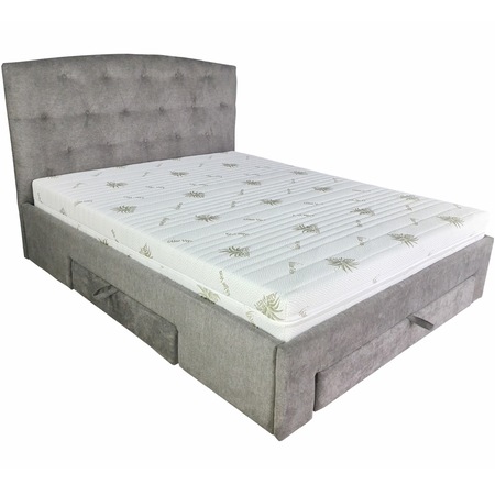 Pat Kring Idaho, 160x200, include somiera, sertar fata/ sertar lateral, culoare gri