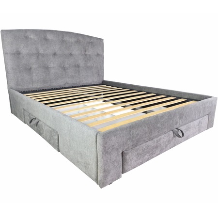 Pat Kring Idaho, 160x200, include somiera, sertar fata/ sertar lateral, culoare gri