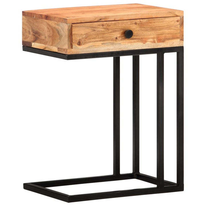 U-образна странична маса vidaXL, 45x30x61 см, Акациево дърво масив, 8.46 Kg