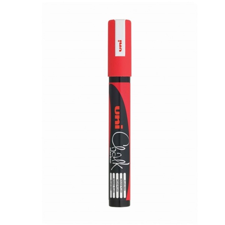 Uni Chalk PWE-5M Течен тебешир, 1,8-2,5 мм, червен флуор
