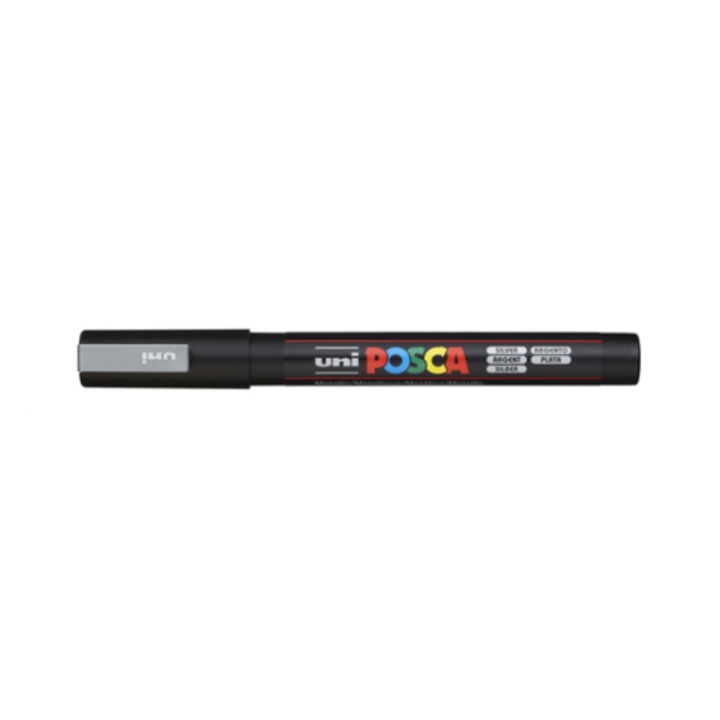 Маркер Uni POSCA PC-3M филц, 0.9-1.3 mm, сребрист