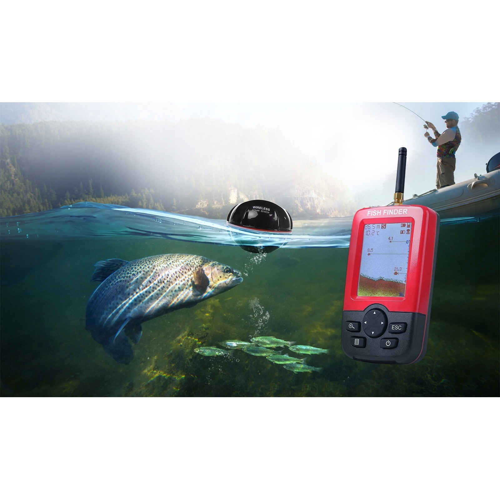 Sonar Fish Finder, fara fir, afisaj color, LED, 2.7 inch, 0.6 - 45