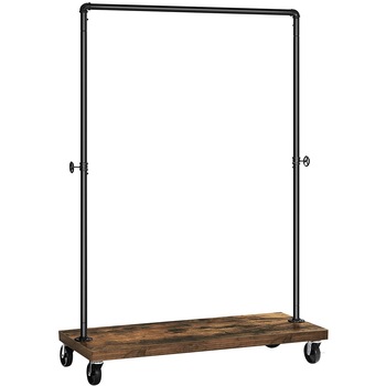 Raft pentru haine VASAGLE, Cu roti blocabile, Maxim 90 kg, Negru/Maro Raft pentru haine VASAGLE, Cu roti blocabile, Maxim 90 kg, Negru/Maro