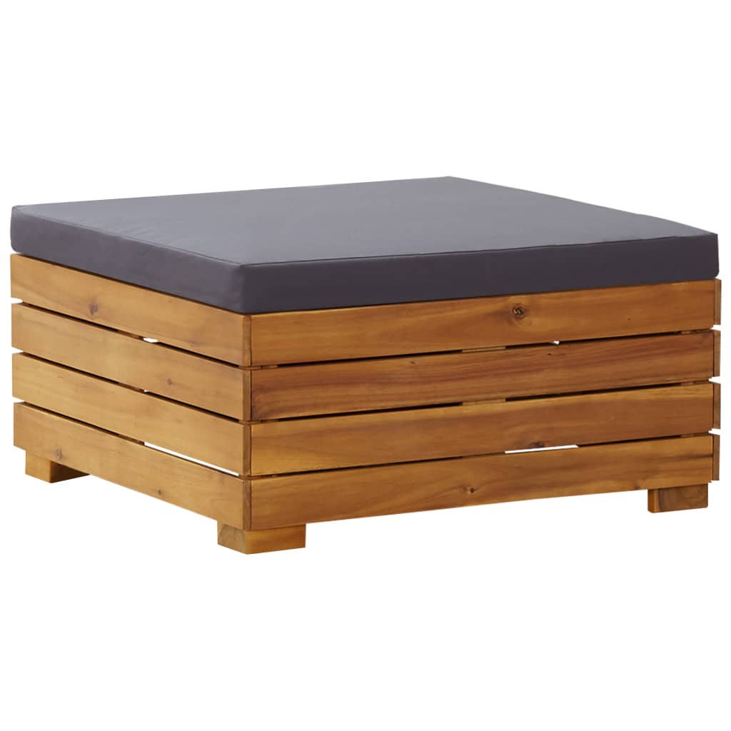 Taburet modular din lemn masiv cu perna vidaXL, Lemn de acacia, 68 x 68 x 30 cm, Maro/Gri inchis